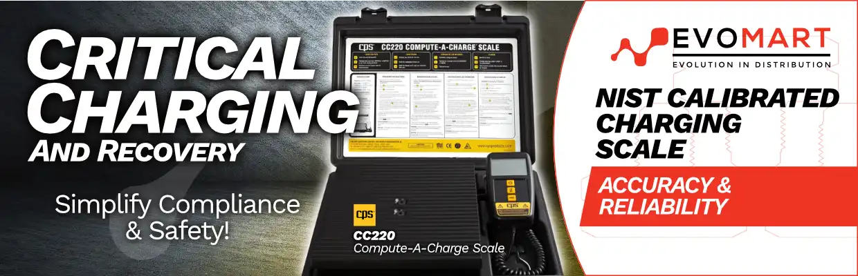 Image of the CPS CC220 Compute-A-Charge Scale, with captions: Critical charging and recovery. Simplify Compliance and Safety! NIST calibrated charging scale. Accuracy and reliability.